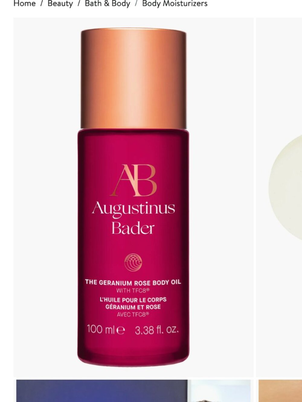 The Geranium Body Oil Augustinus Bader